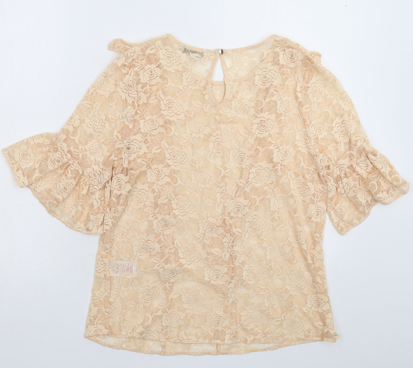 Peacocks Womens Beige Floral Lace Basic Blouse Size 10