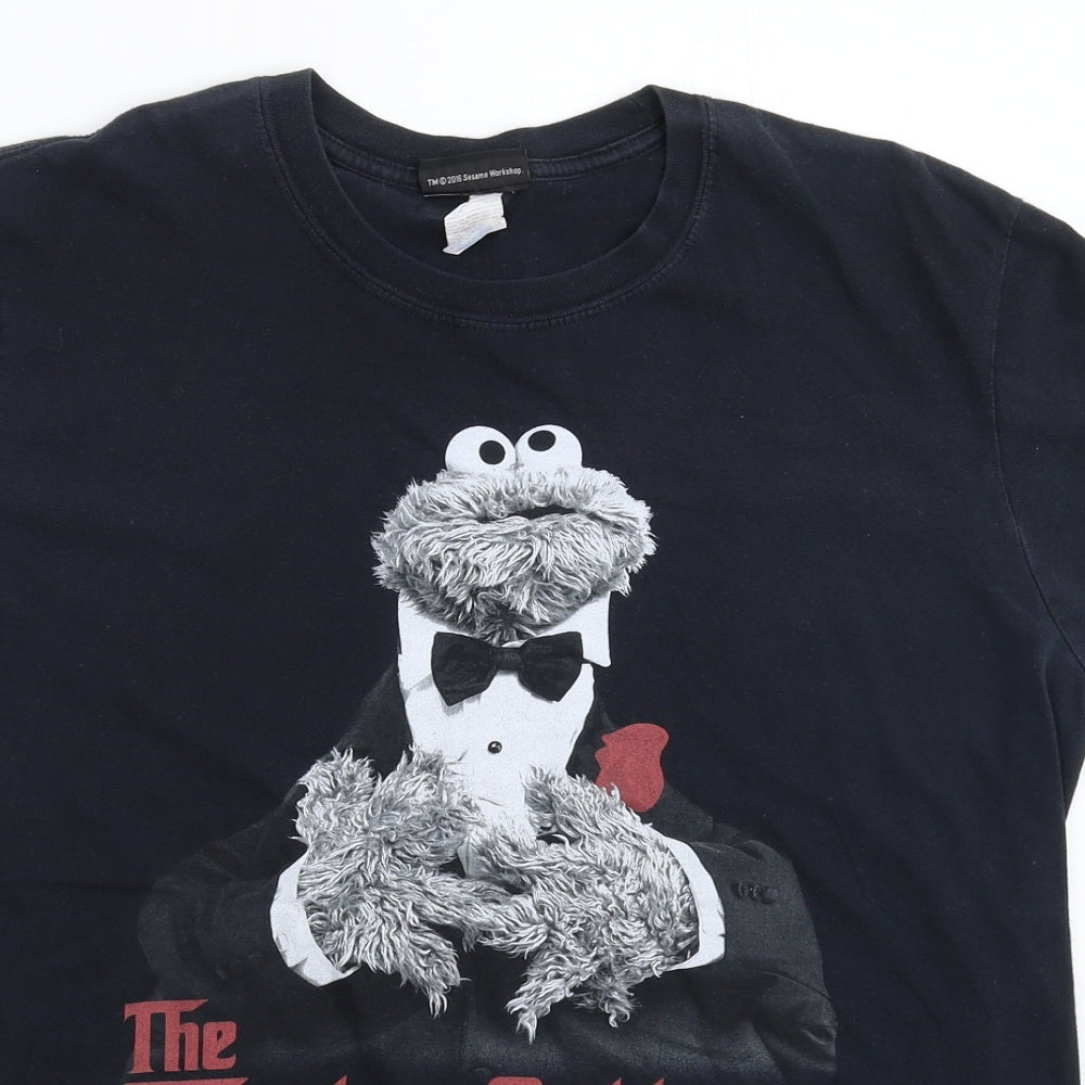 Sesame Street Mens Black    T-Shirt Size L