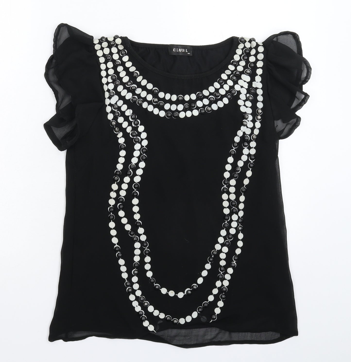 Club L Womens Black   Basic Blouse Size M