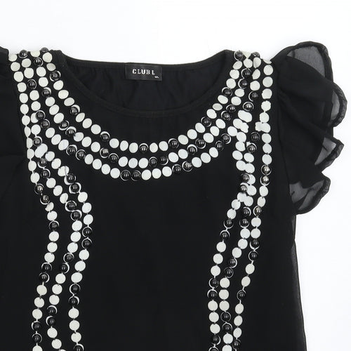 Club L Womens Black   Basic Blouse Size M