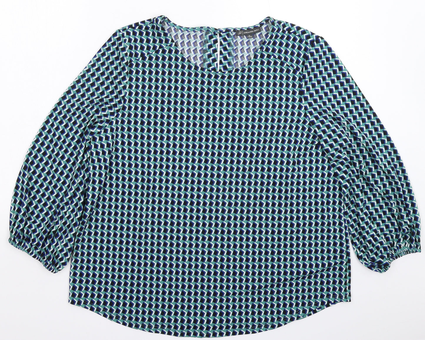 Adrianna Papell Womens Multicoloured Geometric  Pullover Jumper Size XL