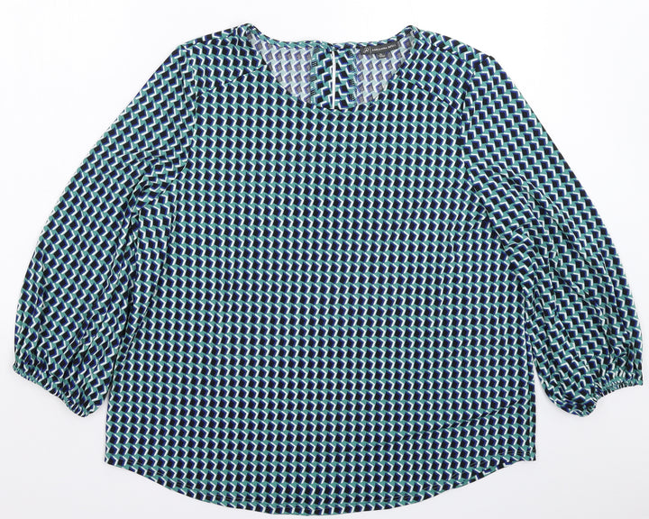 Adrianna Papell Womens Multicoloured Geometric  Pullover Jumper Size XL