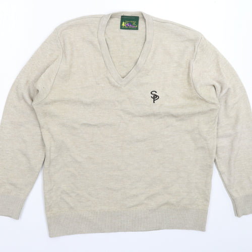 Balmoral Mens Beige  Knit Pullover Jumper Size L