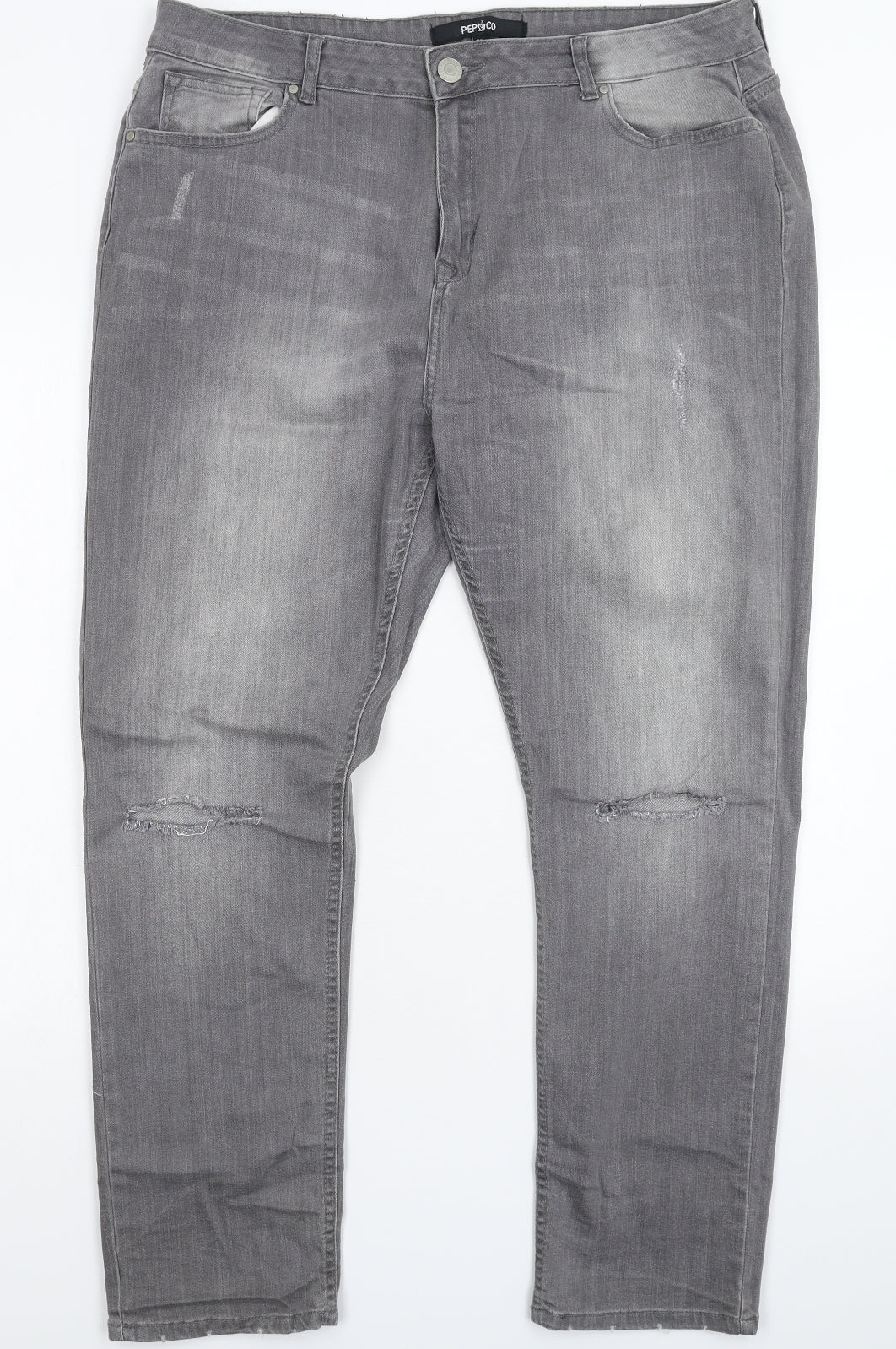 Pep&Co Womens Grey  Denim Straight Jeans Size 20 L28 in