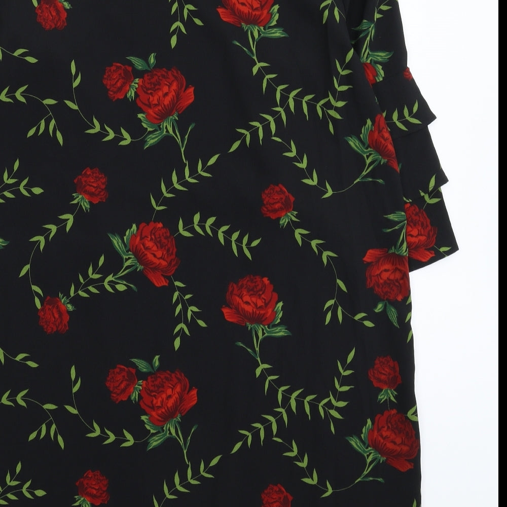 Pep&Co Womens Black Floral  Sheath  Size 16