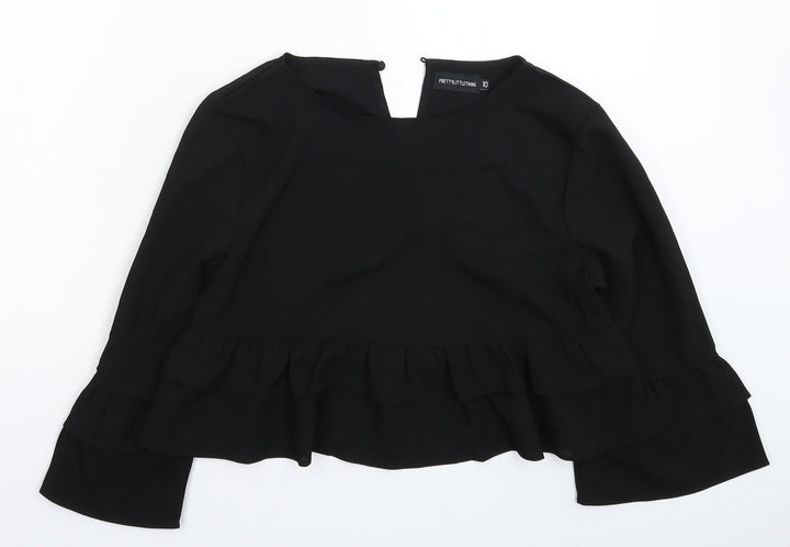 PRETTYLITTLETHING Womens Black   Basic Blouse Size 10