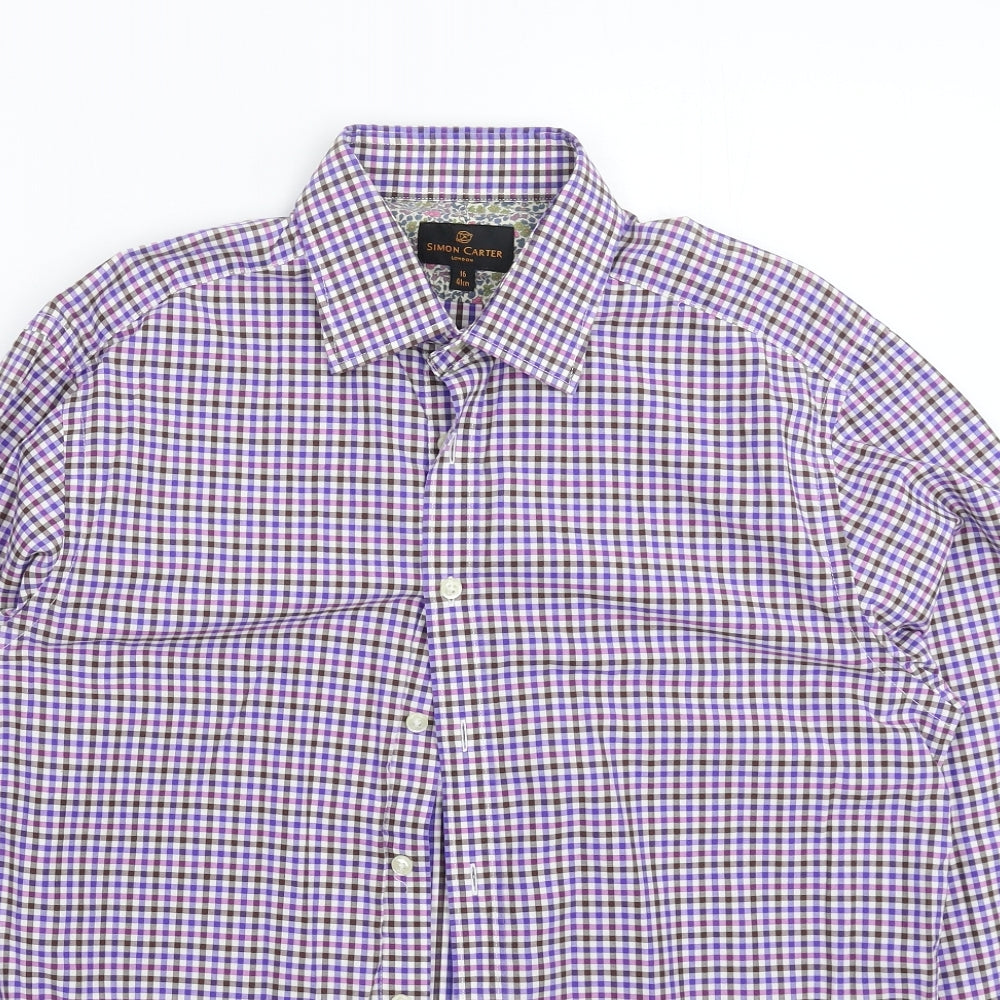 Simon Carter Mens Multicoloured Check   Dress Shirt Size 16