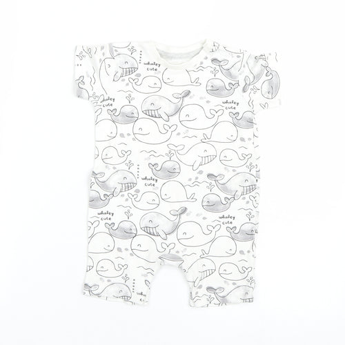 George Baby White Animal Print  Babygrow One-Piece Size 6-9 Months  - Whales