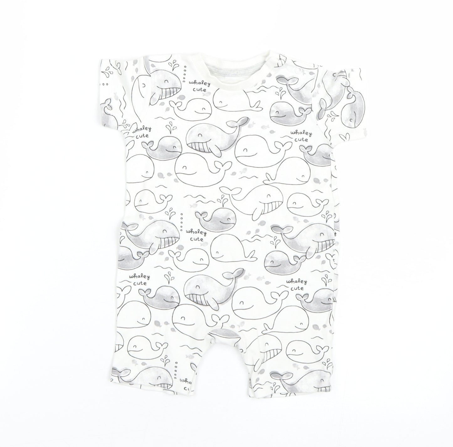 George Baby White Animal Print  Babygrow One-Piece Size 6-9 Months  - Whales