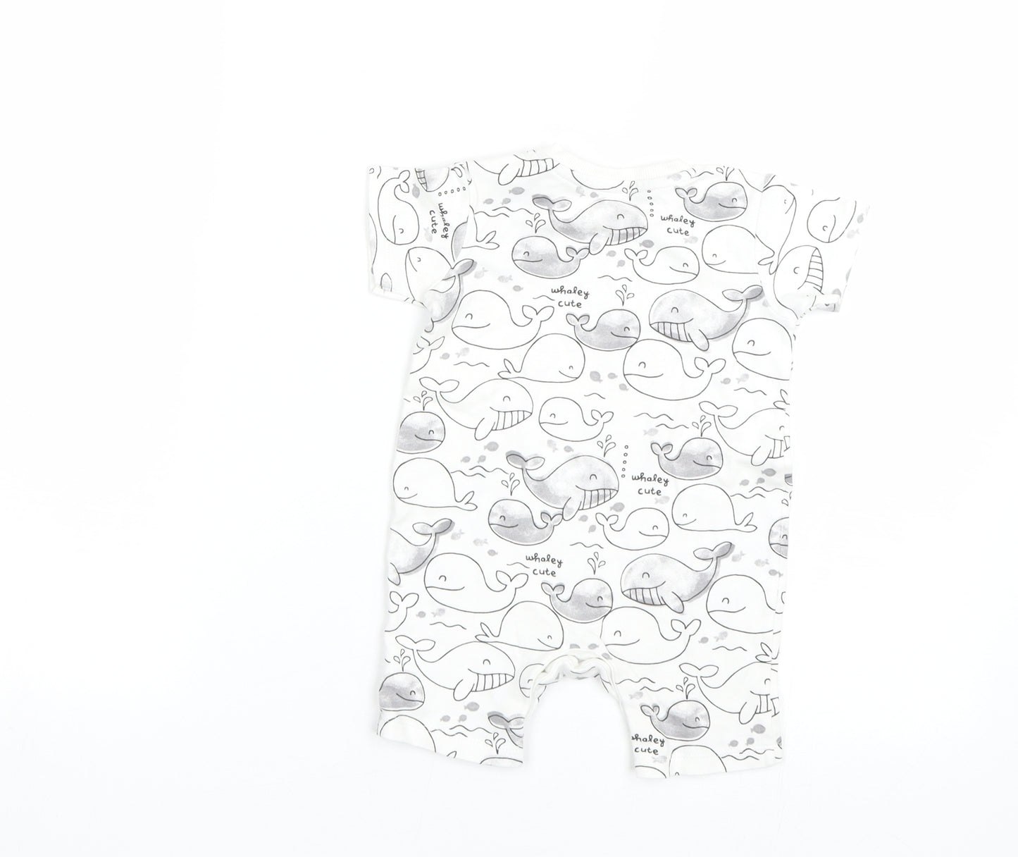 George Baby White Animal Print  Babygrow One-Piece Size 6-9 Months  - Whales