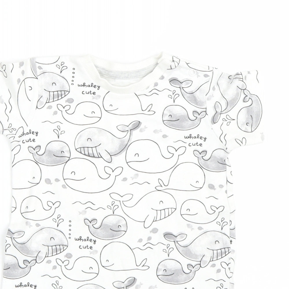 George Baby White Animal Print  Babygrow One-Piece Size 6-9 Months  - Whales