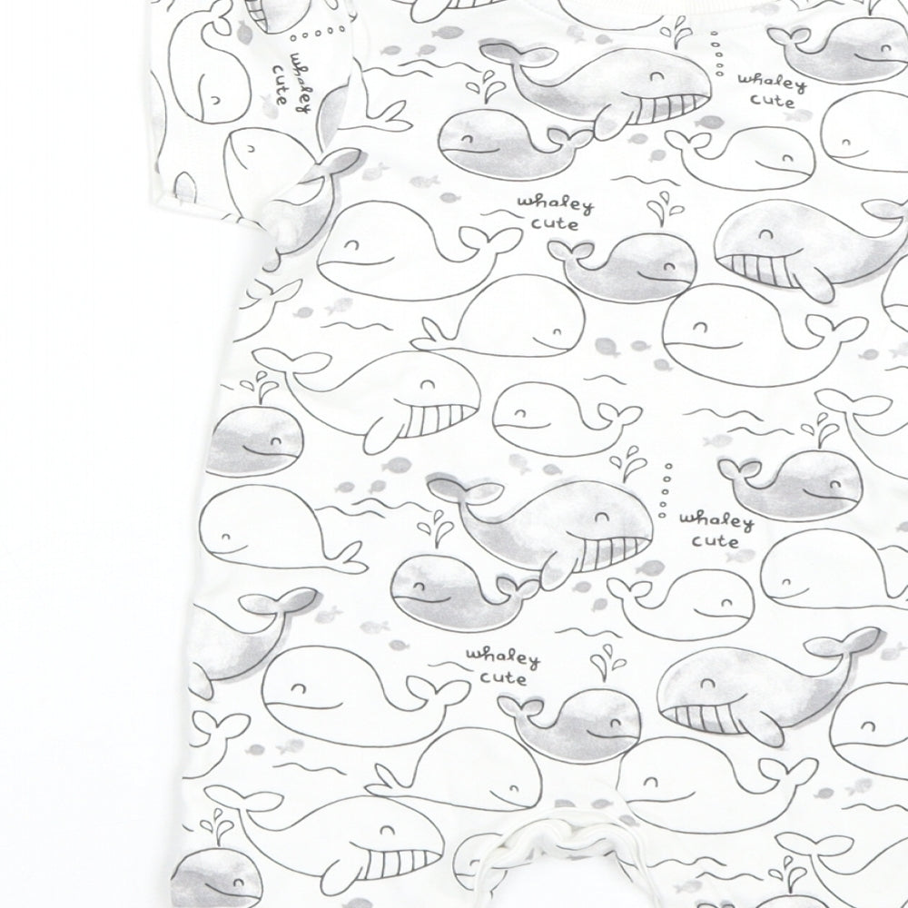 George Baby White Animal Print  Babygrow One-Piece Size 6-9 Months  - Whales