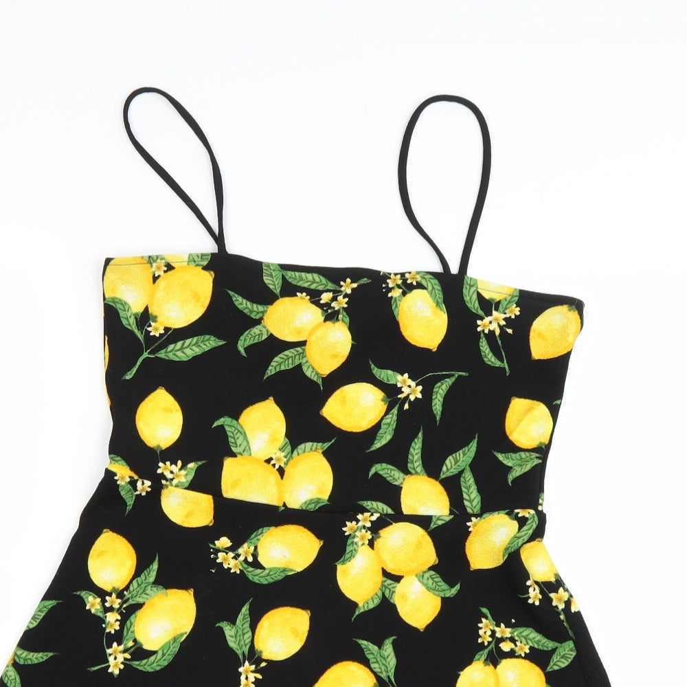 H&M Womens Black Floral  Tank Dress  Size 10