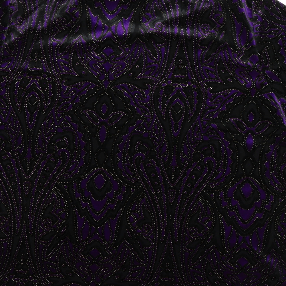 BM Womens Purple Paisley Velvet Basic T-Shirt Size XL