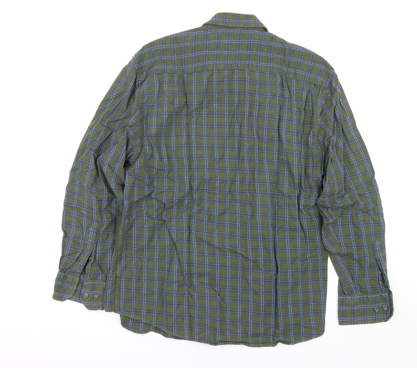 Easy Mens Green Plaid   Button-Up Size L
