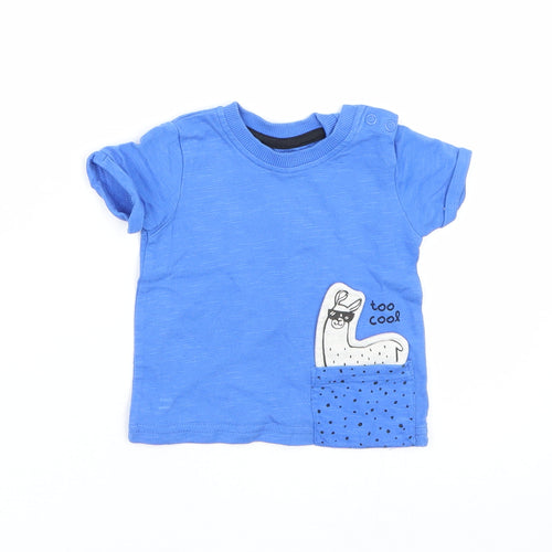 George Boys Blue   Basic T-Shirt Size 0-3 Months  - LLama