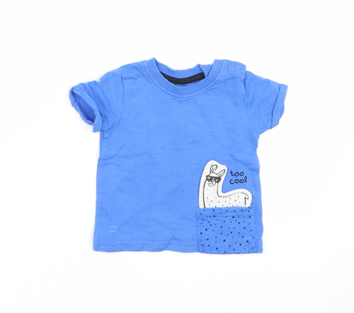 George Boys Blue Basic T-Shirt Size 0-3 Months - LLama