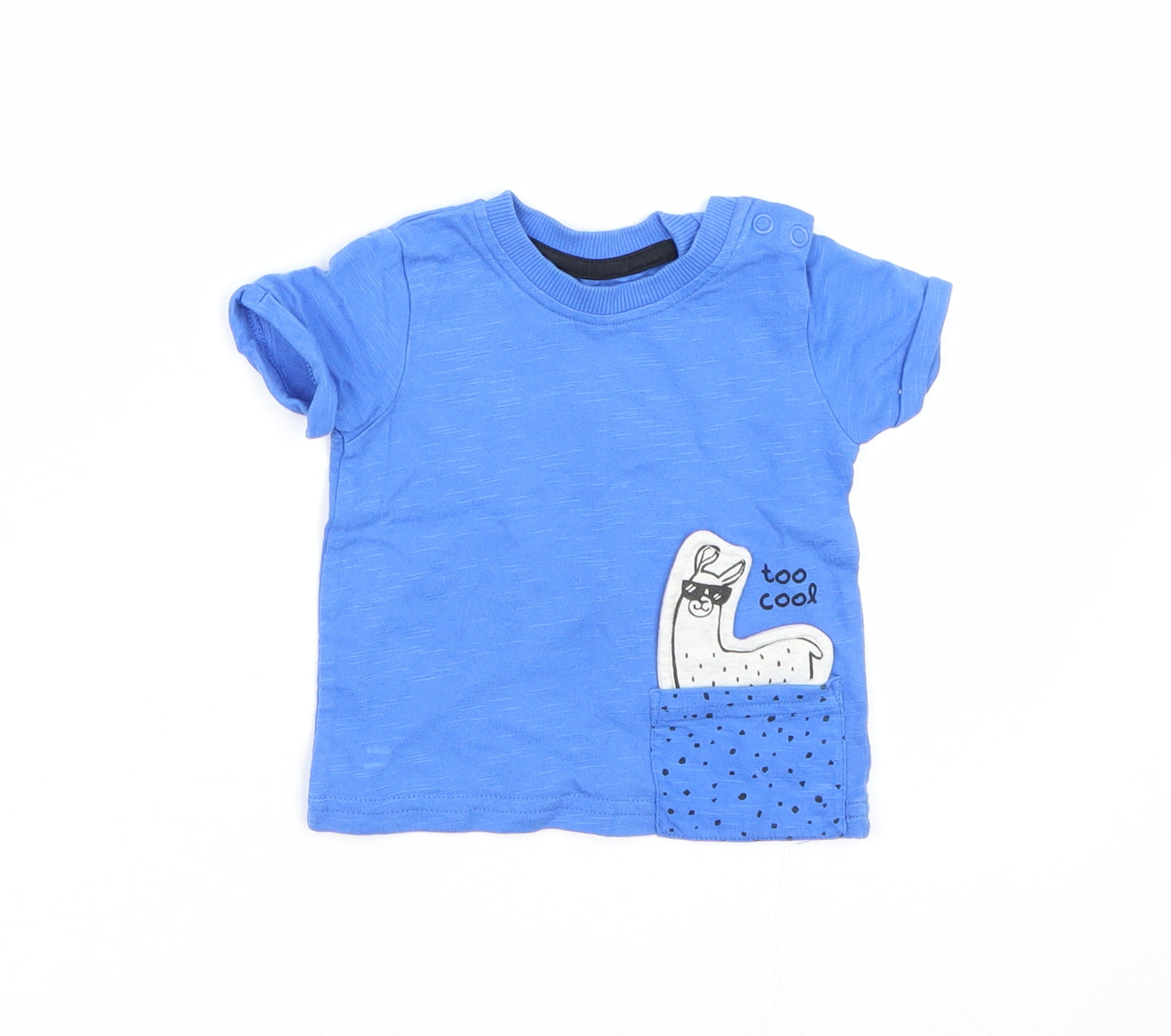 George Boys Blue   Basic T-Shirt Size 0-3 Months  - LLama