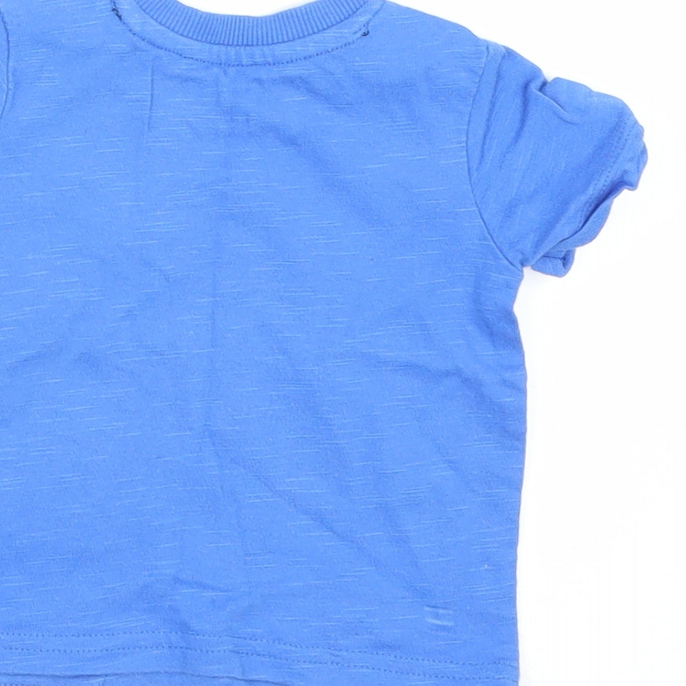 George Boys Blue   Basic T-Shirt Size 0-3 Months  - LLama