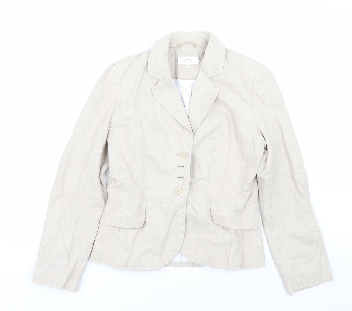 m&s Womens Beige   Jacket Suit Size 14
