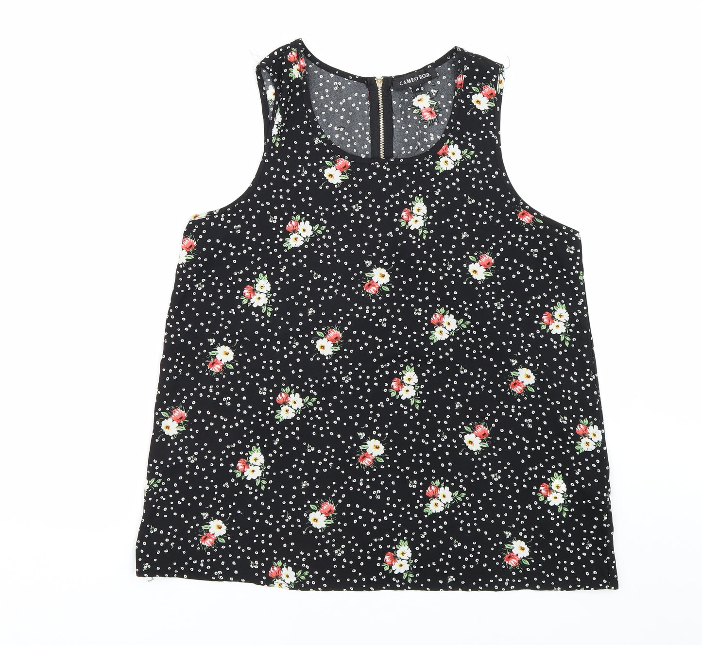 Cameo Rose Womens Black Floral  Basic Blouse Size 14