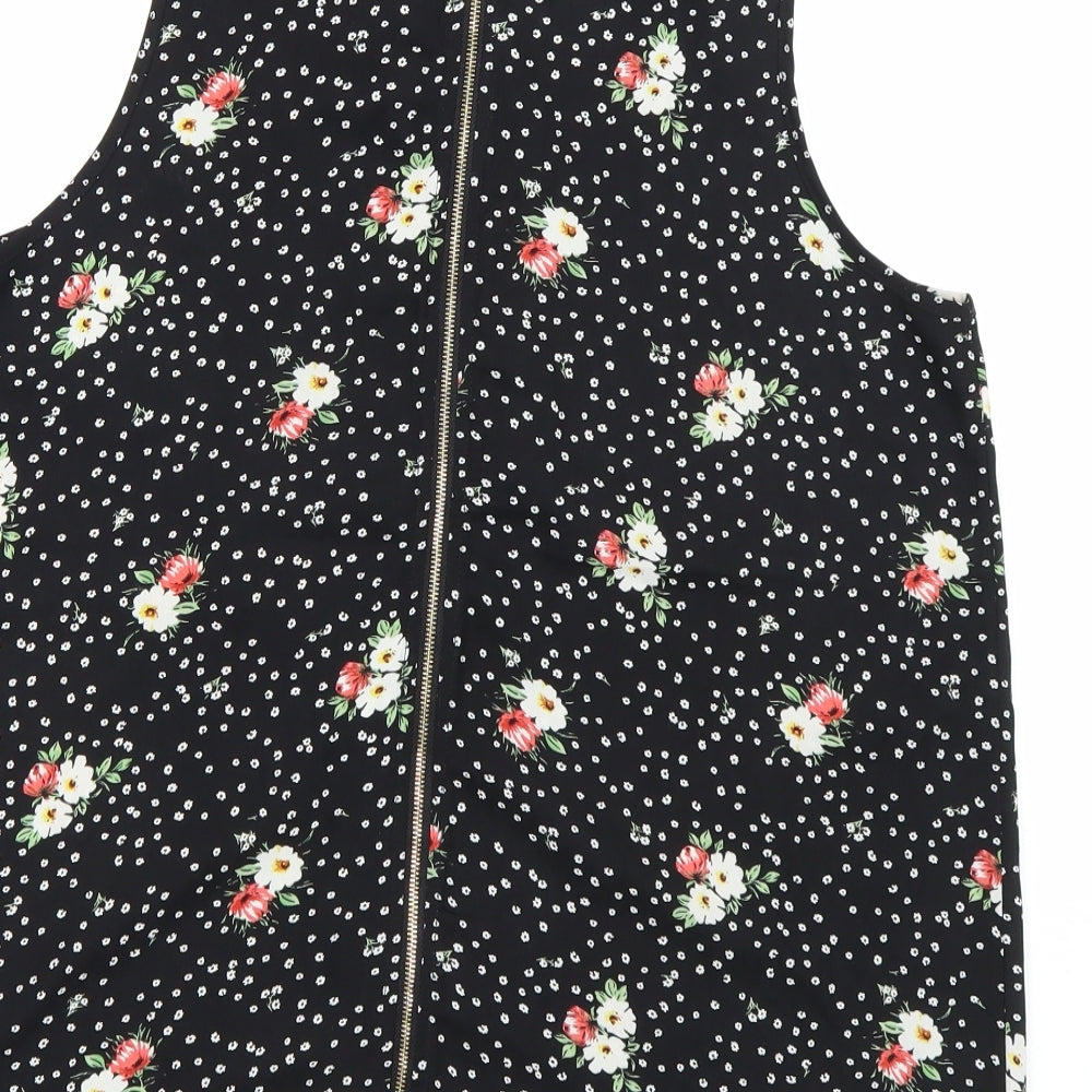 Cameo Rose Womens Black Floral  Basic Blouse Size 14