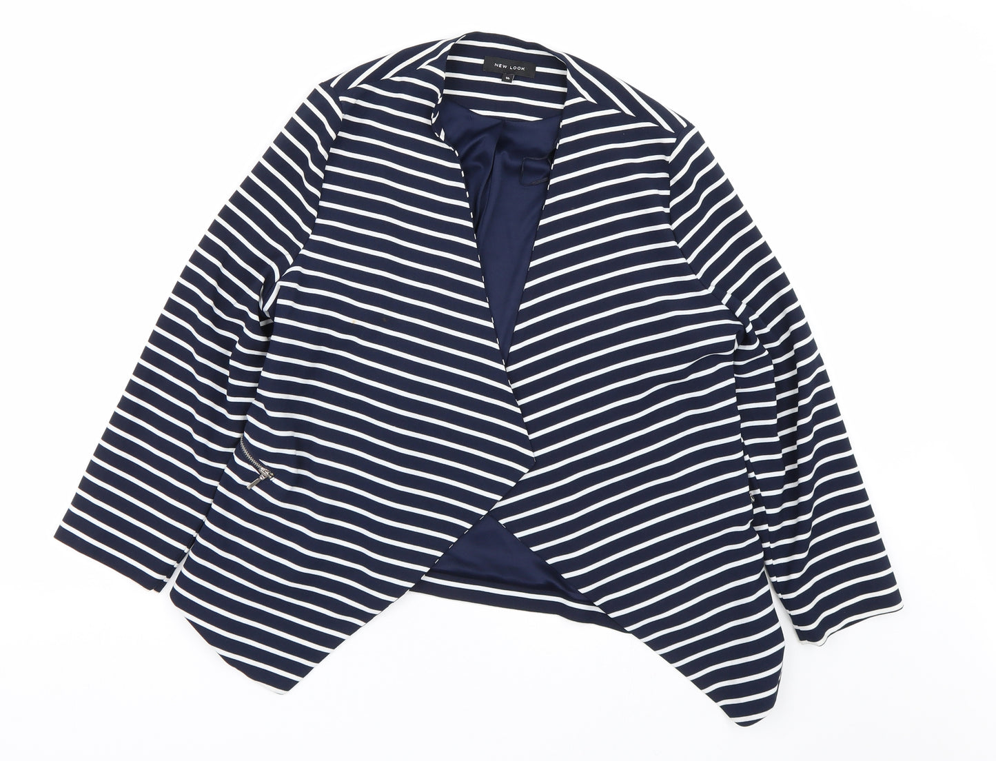 New Look Womens Blue Striped  Cardigan Jumper Size 14