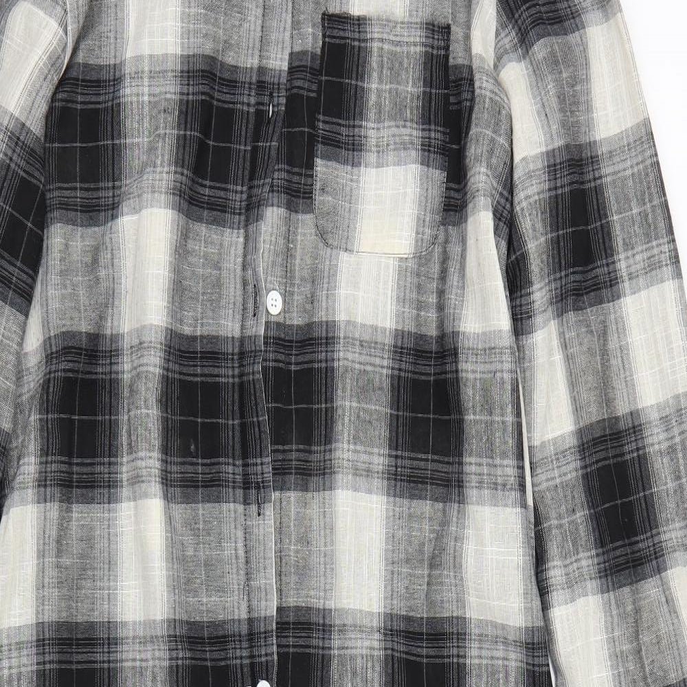 Zanzea Womens Black Plaid  Shirt Dress  Size L