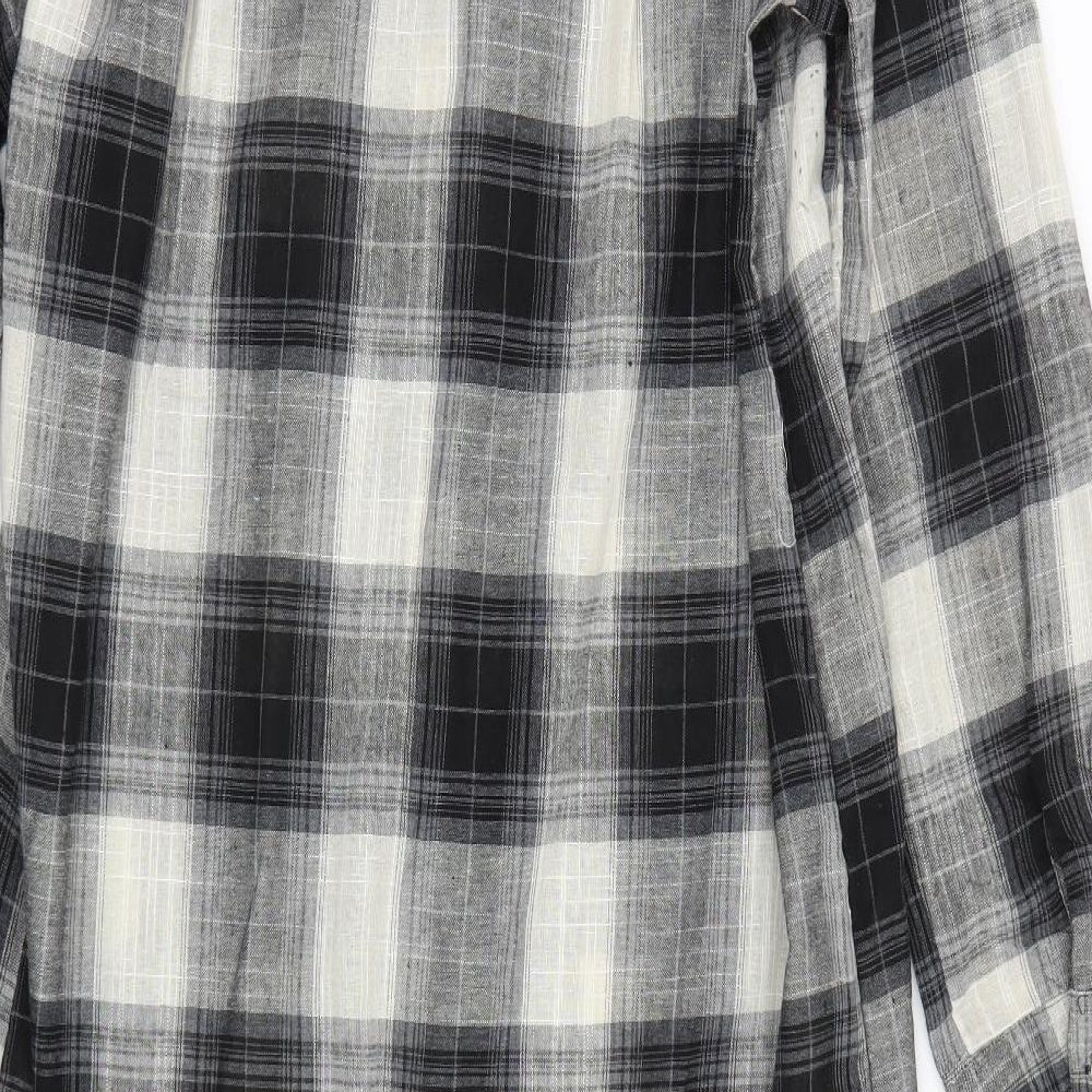 Zanzea Womens Black Plaid  Shirt Dress  Size L