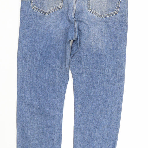 M&S Womens Blue  Denim Straight Jeans Size 16 L25 in