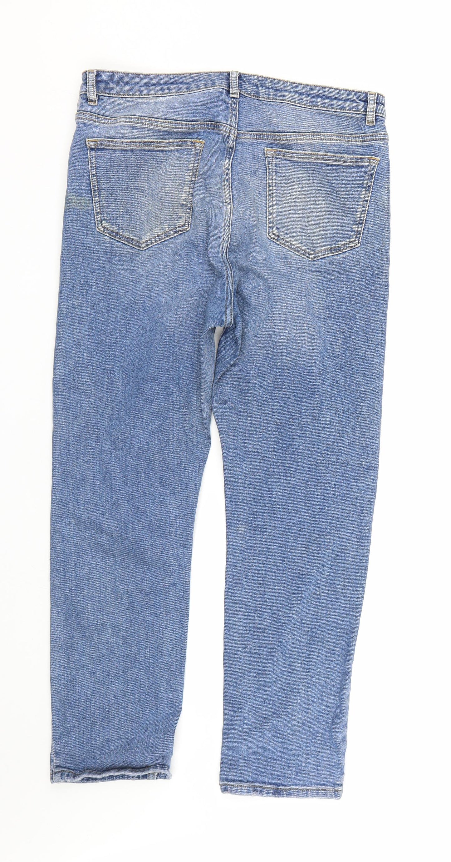 M&S Womens Blue  Denim Straight Jeans Size 16 L25 in