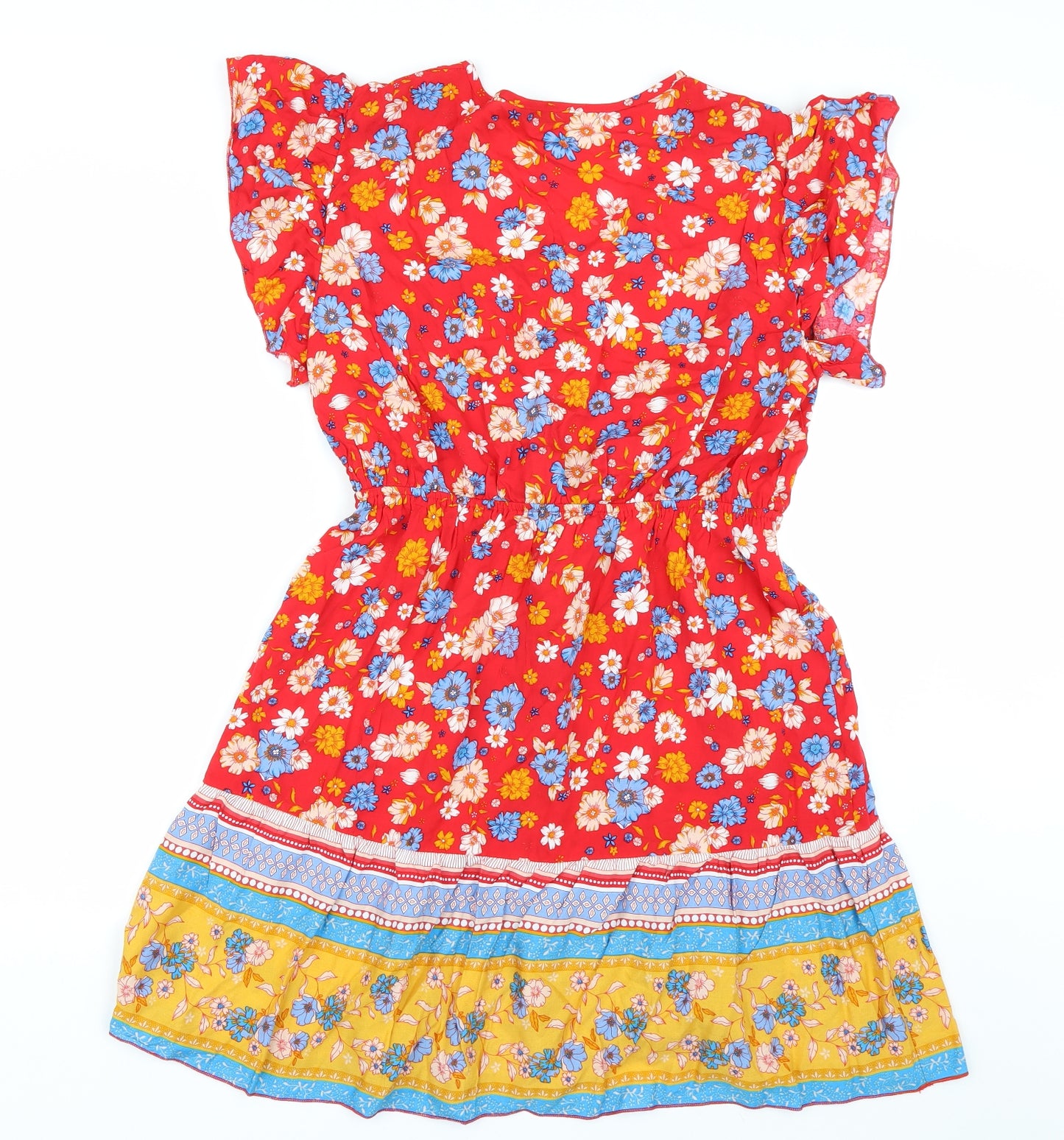 Shien Womens Red Floral  Shirt Dress  Size M