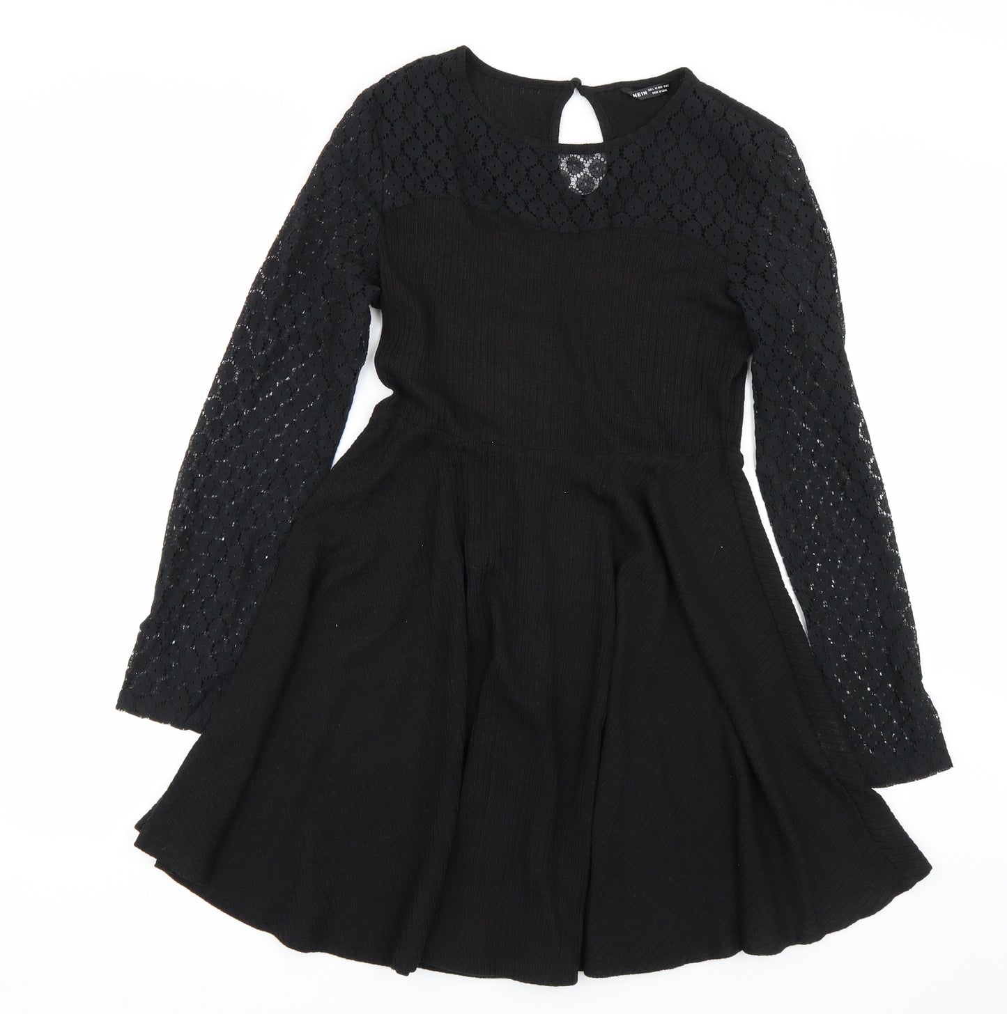 Shien Womens Black Floral  T-Shirt Dress  Size L