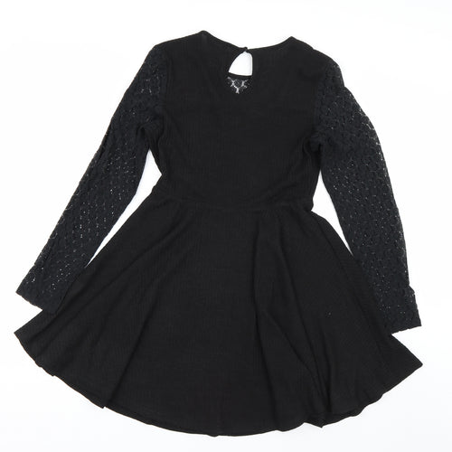 Shien Womens Black Floral  T-Shirt Dress  Size L