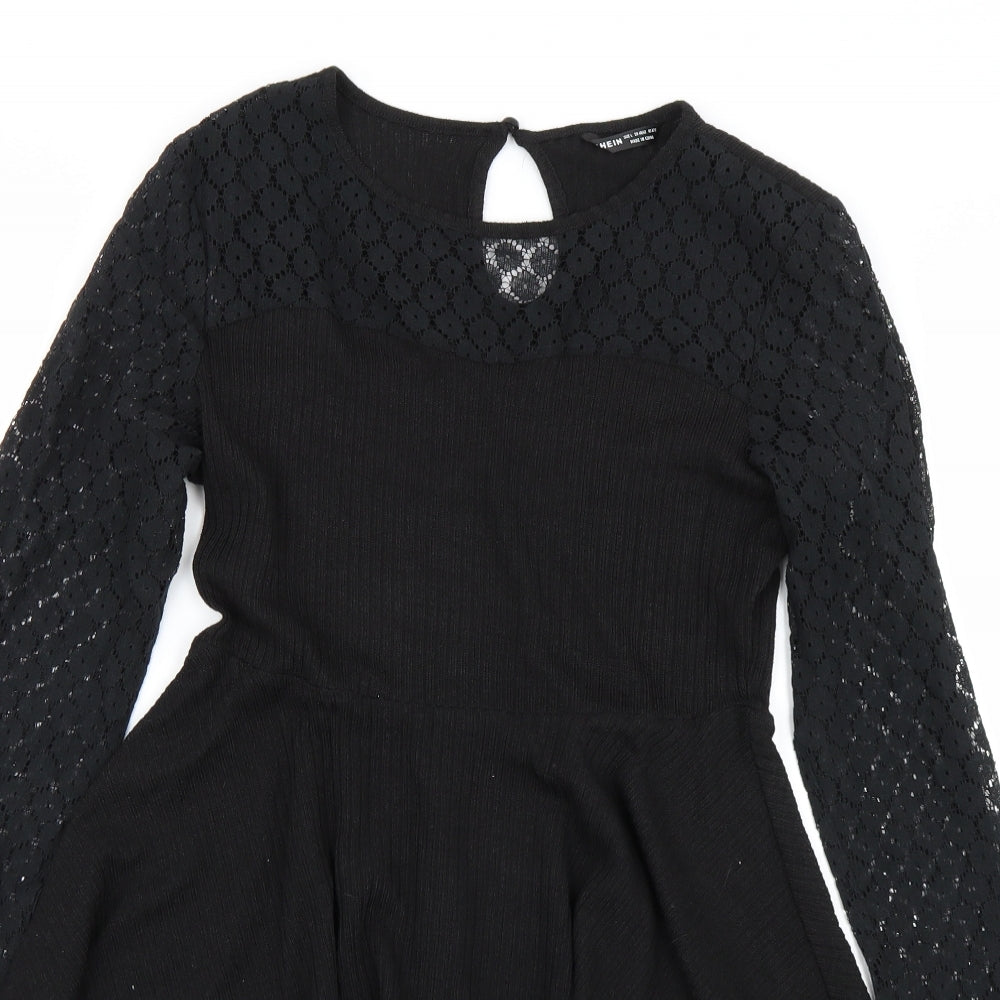 Shien Womens Black Floral  T-Shirt Dress  Size L