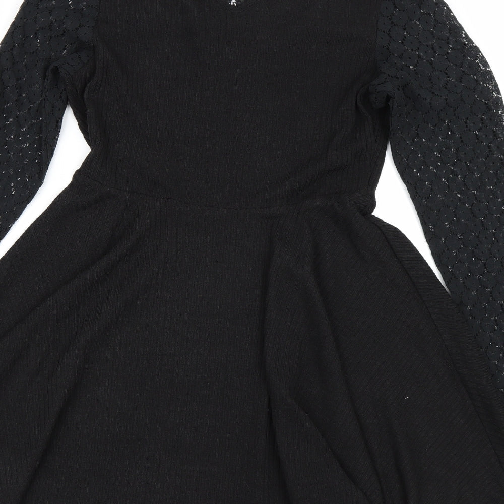 Shien Womens Black Floral  T-Shirt Dress  Size L