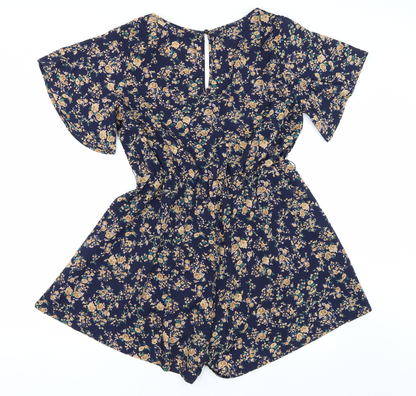 Shien Womens Blue Floral  Playsuit One-Piece Size L