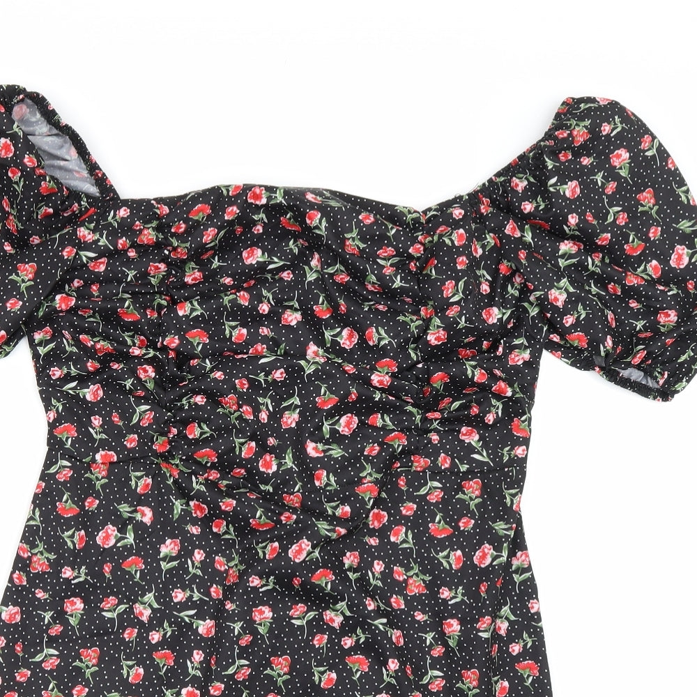 Shien Womens Black Floral  Slip Dress  Size L