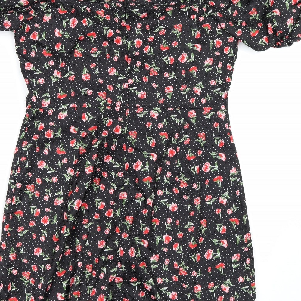 Shien Womens Black Floral  Slip Dress  Size L