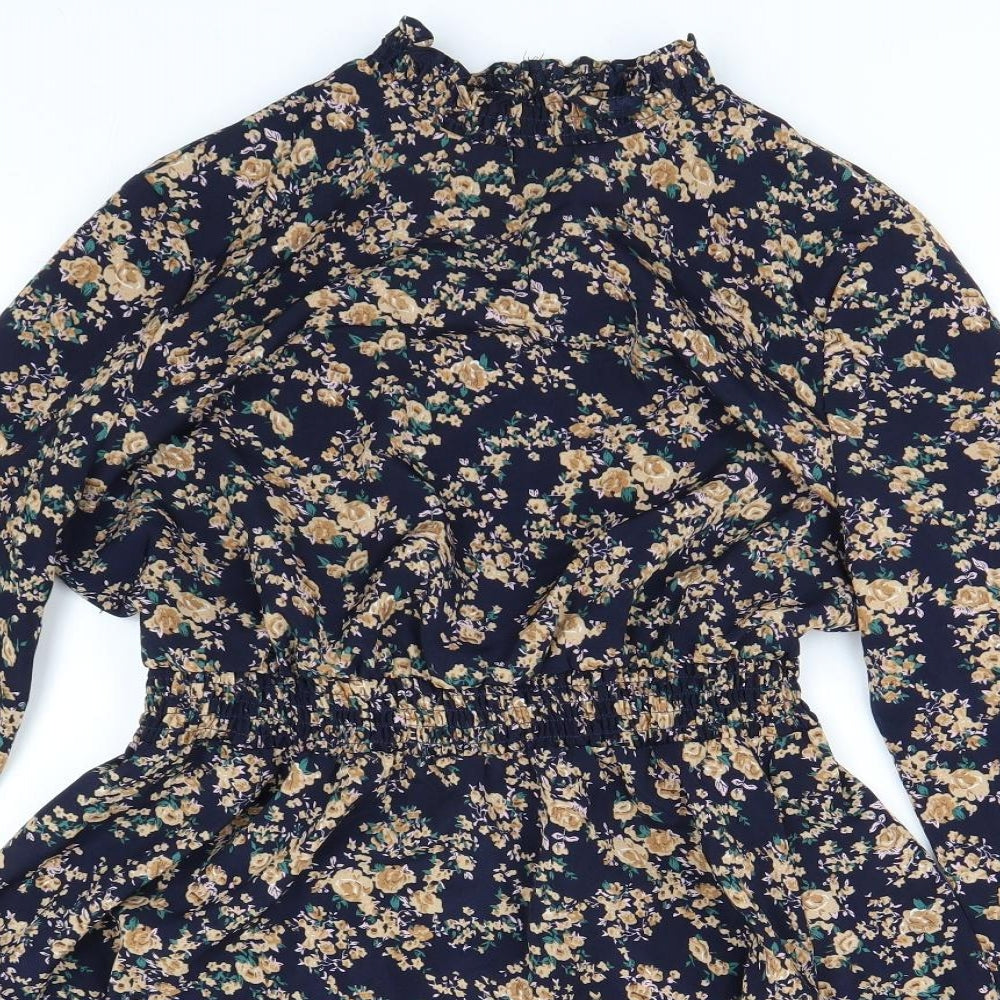 Shien Womens Blue Floral  Fit & Flare  Size L