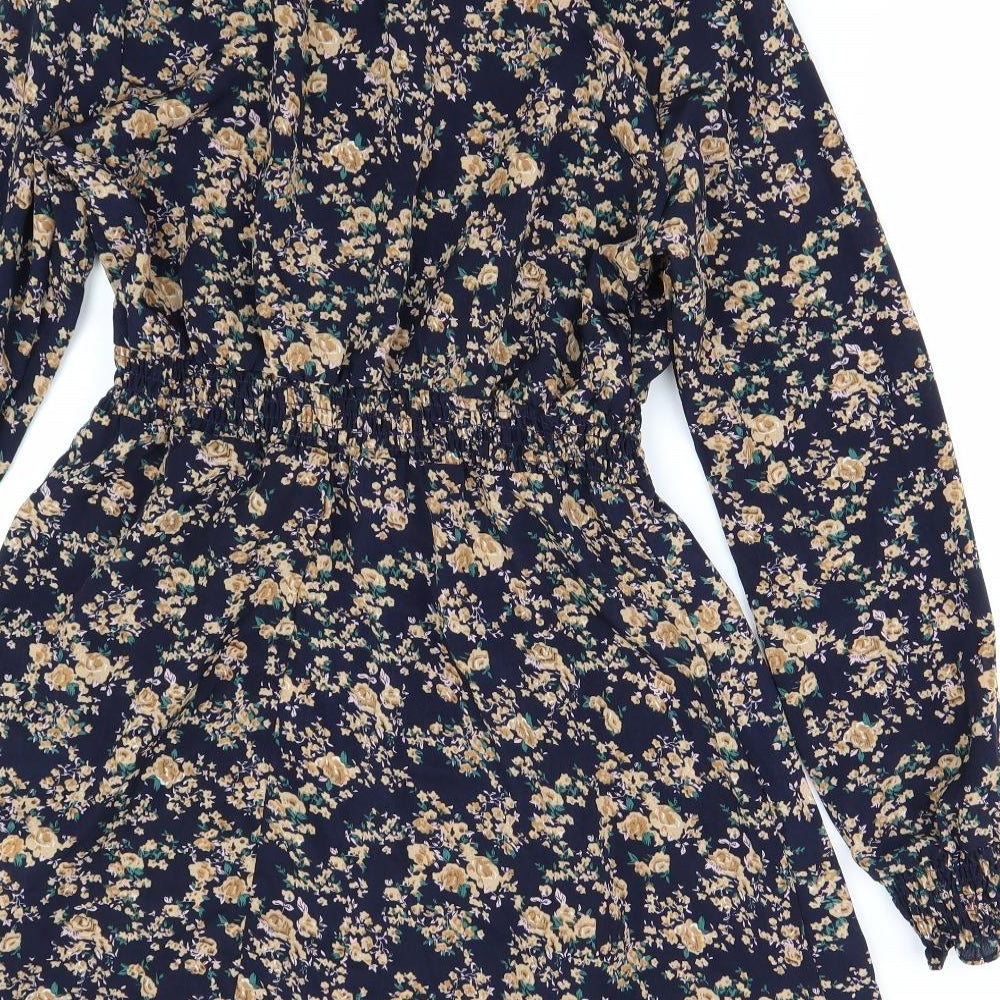 Shien Womens Blue Floral  Fit & Flare  Size L