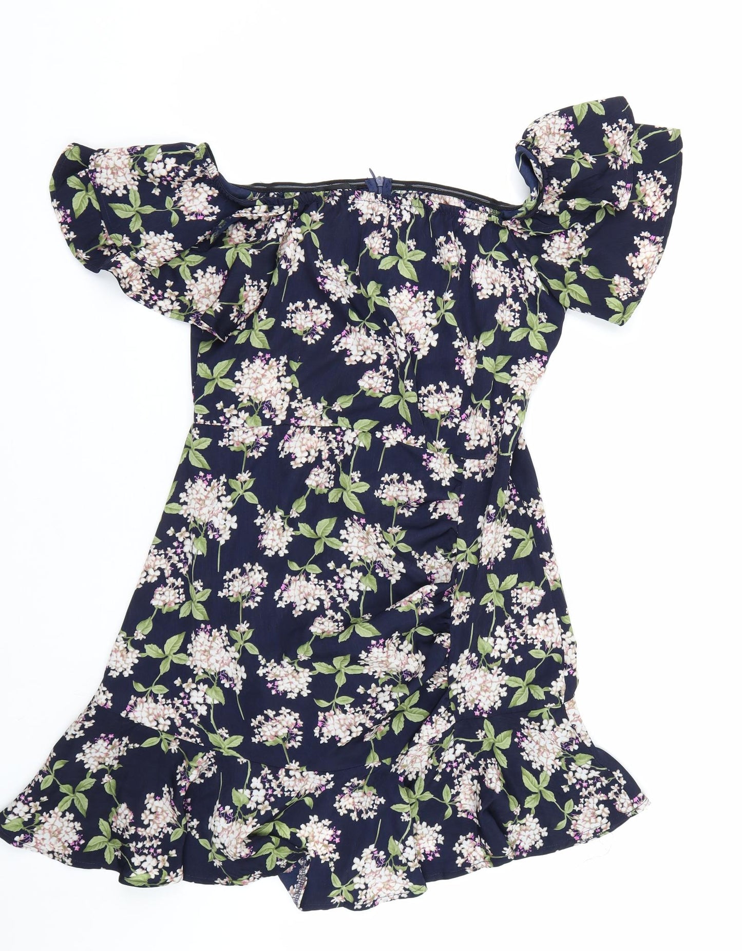 Eilly Bazar Womens Blue Floral  T-Shirt Dress  Size L