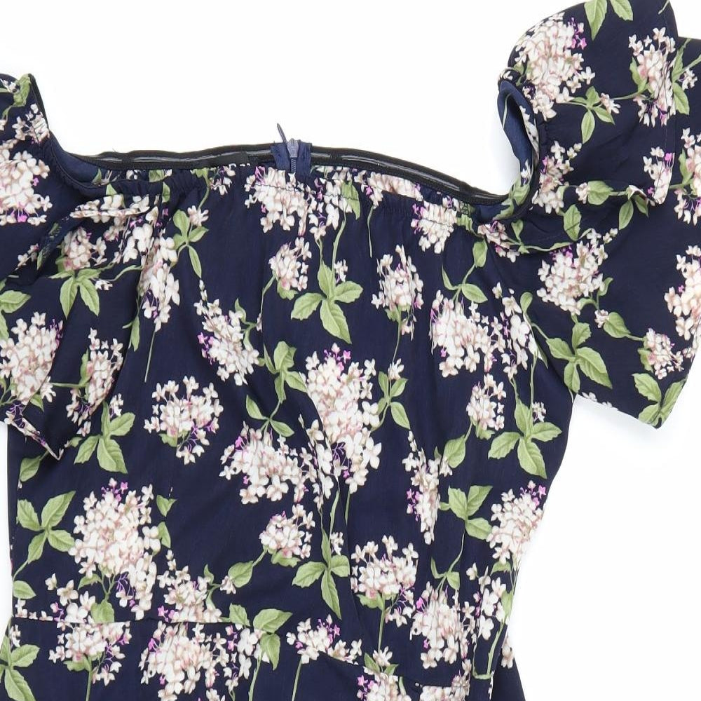 Eilly Bazar Womens Blue Floral  T-Shirt Dress  Size L