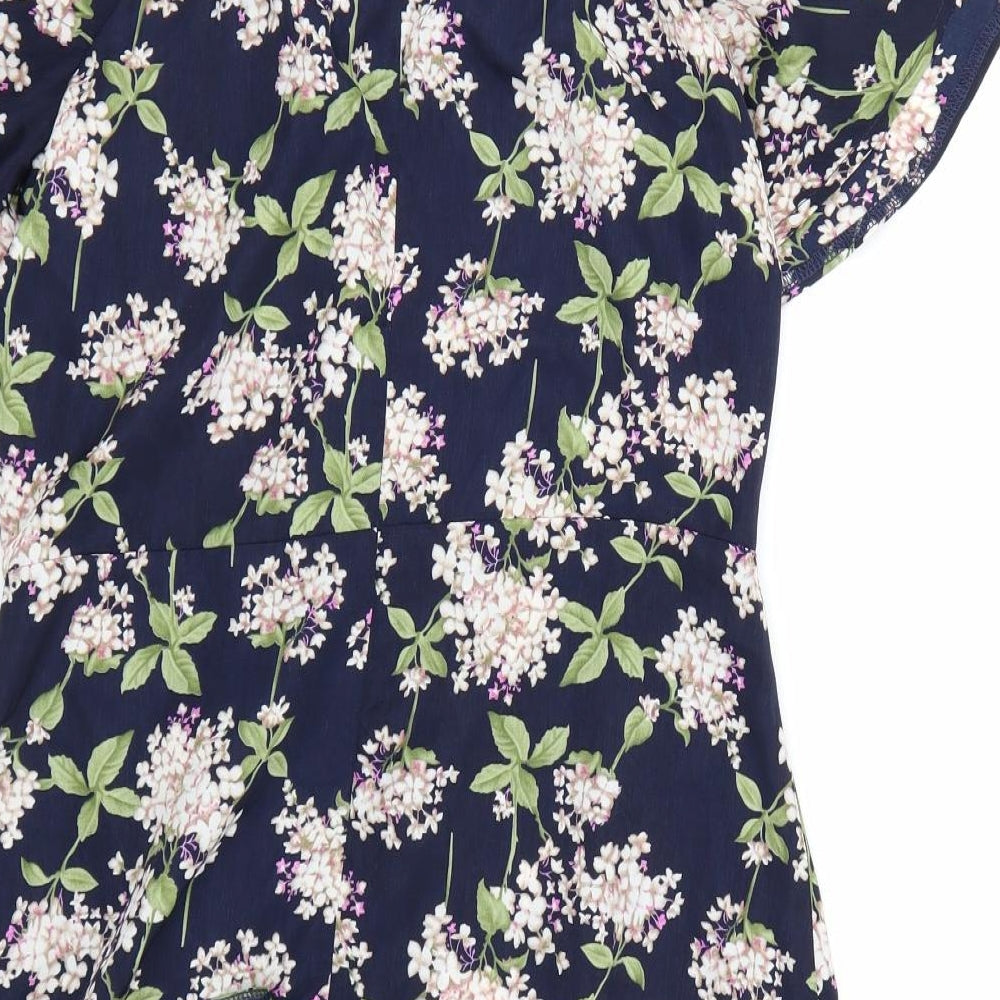 Eilly Bazar Womens Blue Floral  T-Shirt Dress  Size L