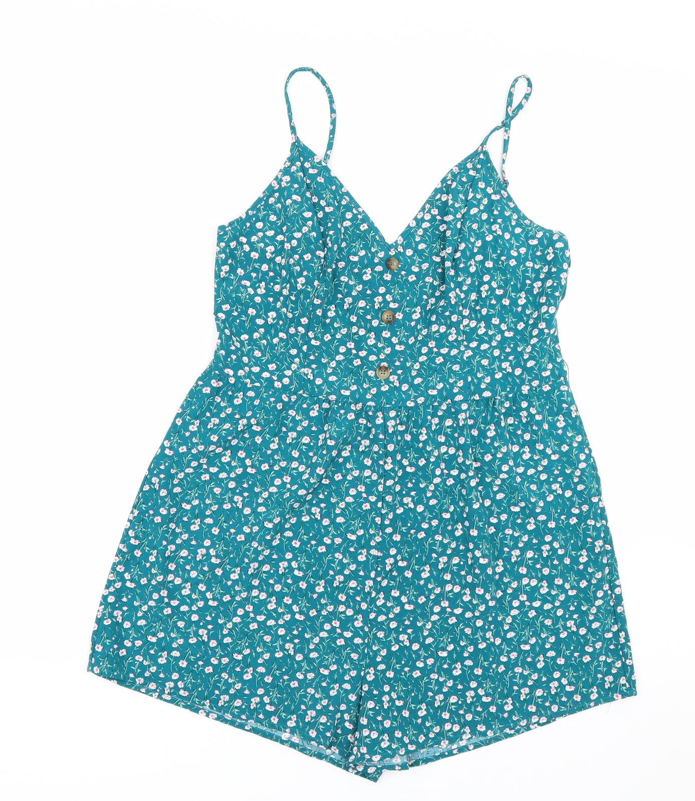Shien Womens Green Floral  Playsuit One-Piece Size L