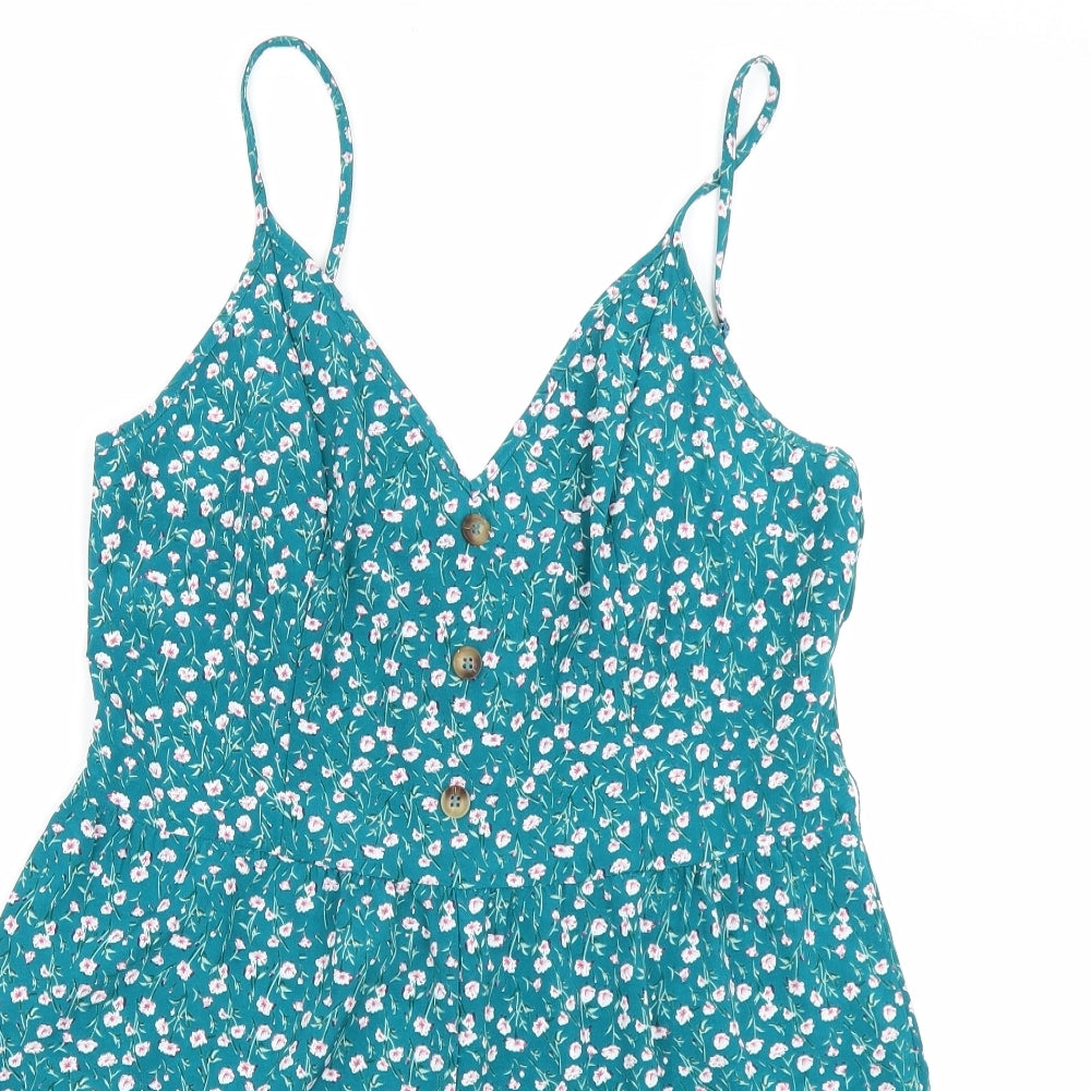 Shien Womens Green Floral  Playsuit One-Piece Size L