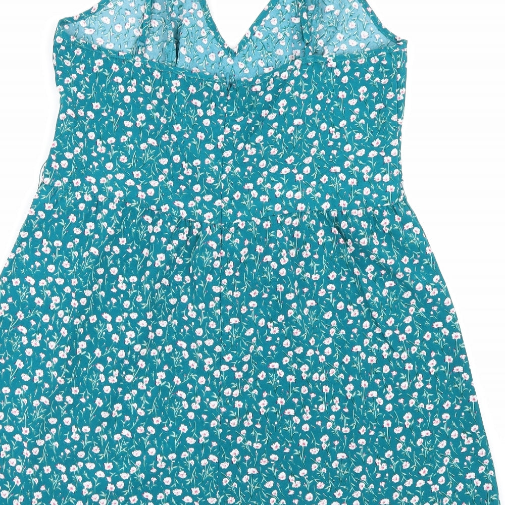 Shien Womens Green Floral  Playsuit One-Piece Size L