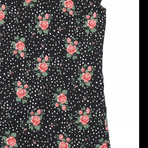 Shien Womens Black Floral  T-Shirt Dress  Size L