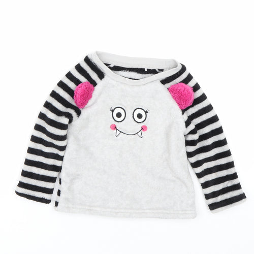 Very Girls Grey Striped  Top Pyjama Top Size 2-3 Years  - Monster