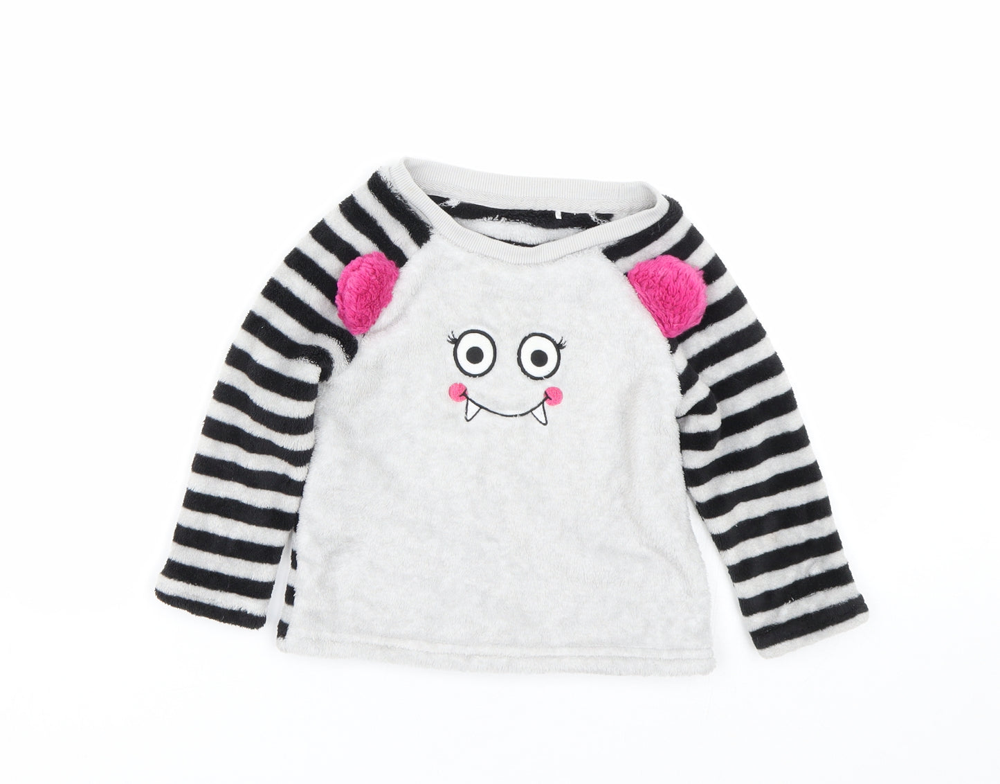 Very Girls Grey Striped  Top Pyjama Top Size 2-3 Years  - Monster